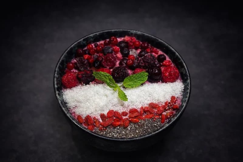Berry acai smoothie bowl with superfoods