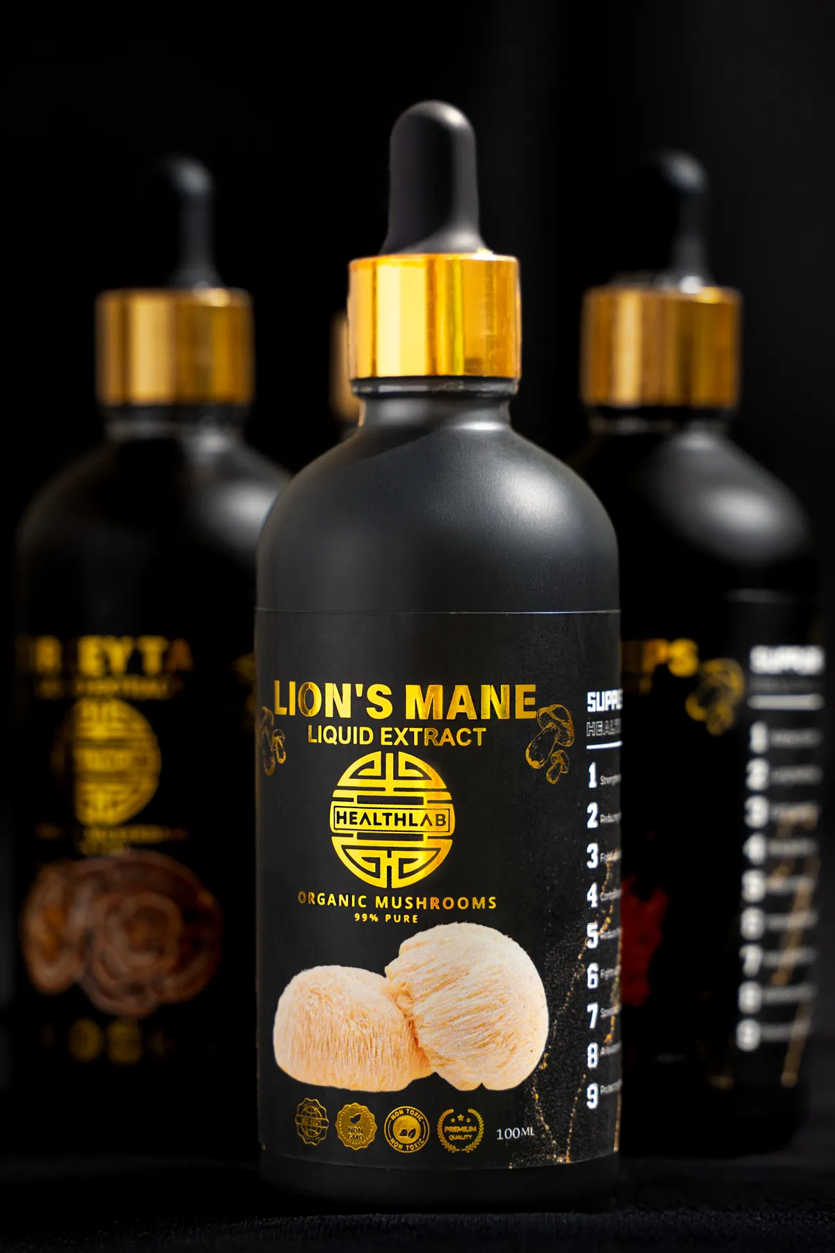 Healthlab Lion's Mane Liquid Extract with mushroom supplement collection